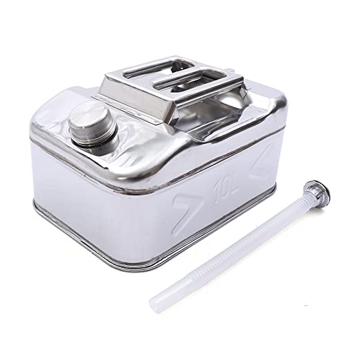 Benzinkanister 10L Edelstahl Verdickter Kanister Benzin Reservekanister Autokanister Transportkanister Oil Wassertank mit Rohr