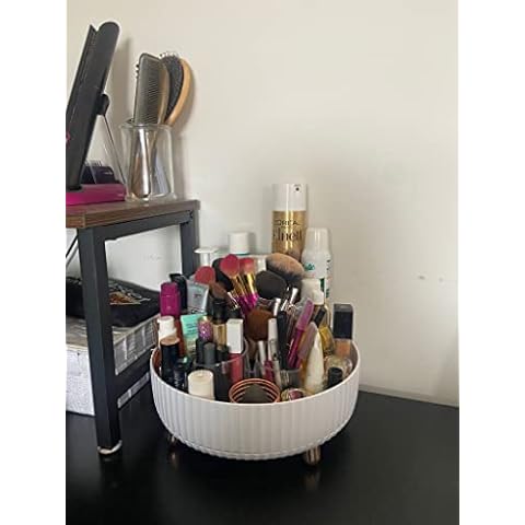 funest Makeup Perfume Organizer, 360 Degree Rotating Lazy Susan Cosmetic Desk Storage Lotions Display Center Case Round Gift Tray with Large Capacity,for Your Bathroom Vanity Cover