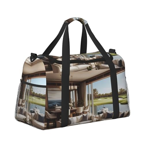 Golf Yacht Club Print Travel Duffle Bag - Foldable Personal Item Travel Bag for Women & Men,Carry-On Convertible Crossbody Tote Bags with Adjustable Shoulder Strap & Pockets 13x10.2x19.7 in3