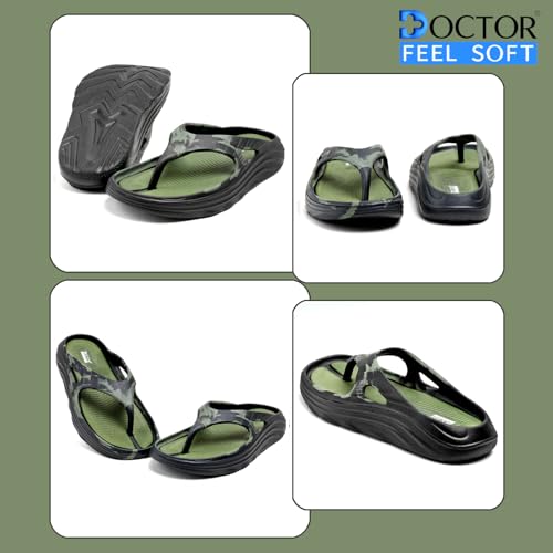 Image of DOCTOR FEEL SOFT Men Cushioned Thong Slippers with Soft Footbed, Lightweight Comfortable Everyday Wear Slippers, Flexible Sole for Indoor Outdoor Use and Relaxed Walking