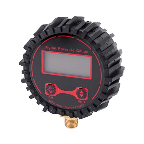 Medidor de presión 250PSI Medidor de presión de neumáticos Digital Probador de presión de automóvil M11 * 1 Rosca con luz
