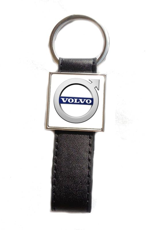 Print Corner Porte-clés Acier/Simili Cuir Classic compatible avec - Volvo (Blanc)