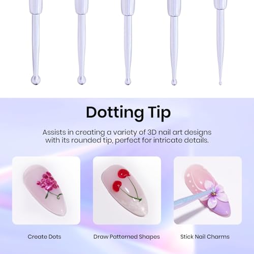 Image of Beetles 5PCS Nail Art Dotting Tools Dual-Head Silicone Tools for Nail Art | Create dots, patterns and detailed manicure art with dual-head silicone tools for DIY nail designs