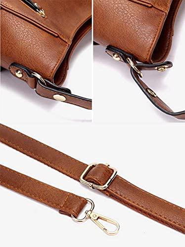 Womens Leather Crossbody Bags Retro Double Zipper Tassel Tote Bag Shoulder Diagonal Bag Brown,Brown3