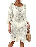 Bsubseach Crochet Cover Ups für Bademode Damen Strand Strick Tuniken Kleid Badeanzug Coverup Weiß Wave