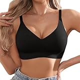 Soutien-gorge sans armatures Soutien-gorge sans armature, Soutien-gorge rembourré en gel Femme Sans Armatures Gros Seins Forte Maintien en Dentelle Sport Bustier Confortable Sans Couture Sous-vêtements avec Couverture Complète