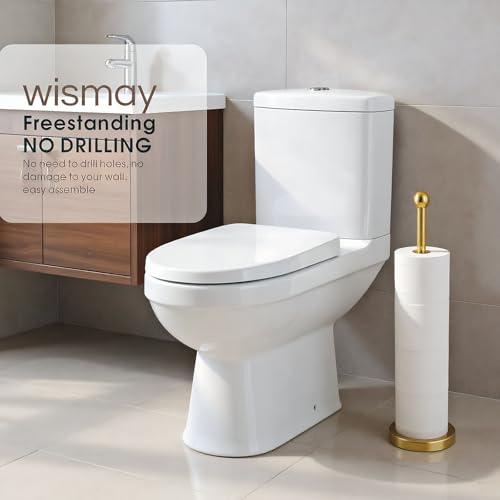 Toilet Paper Holder Stand for 4 or 5 Rolls, Freestanding Tissue Roll Holder, Stainless Steel (Gold), Perfect - Image 2