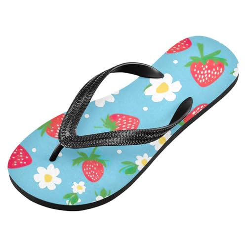 Strawberry White Flower Men's & Women's Classical Beach Rubber Sandal Flip Flop Comfortable Slipper 214B2683