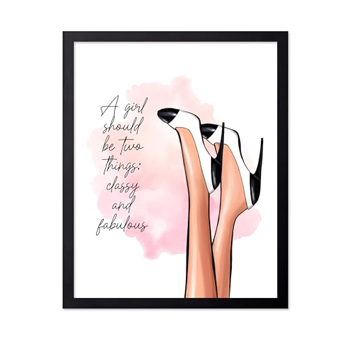 Image of Poster Master Classy And Fabulous Poster - Fashion Print - Positive Quote Art - Trendy Art - Modern Art - Gift for Women & Fashionista - Wall Decor for Bedroom or Girl's Room, 8x10 Black Framed
