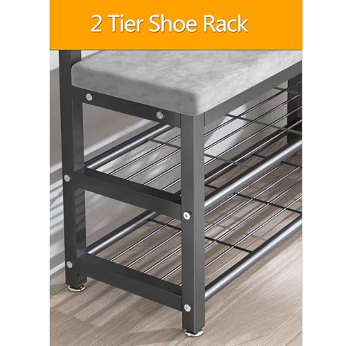 Rack de manteau en métal robuste avec banc de rangement intégré