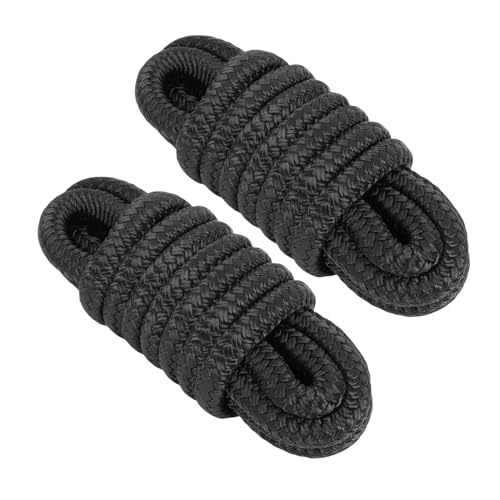 BONKZEBU Líneas de Muelle para Barcos de Nailon Trenzado Doble de Alta Resistencia para Veleros Pequeños, Puentes Flotantes, 2 Cuerdas para Lanchas Rápidas, 9,5 Mm X 4,5 M (Negra)