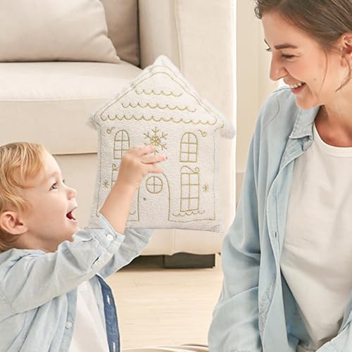 Coussin de vacances en peluche style maison de Noël haut de gamme