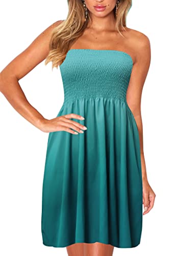 Image of Zyyfly Womens Summer Beach Dresses Strapless Cover Ups Dress Tube Top Sundresses