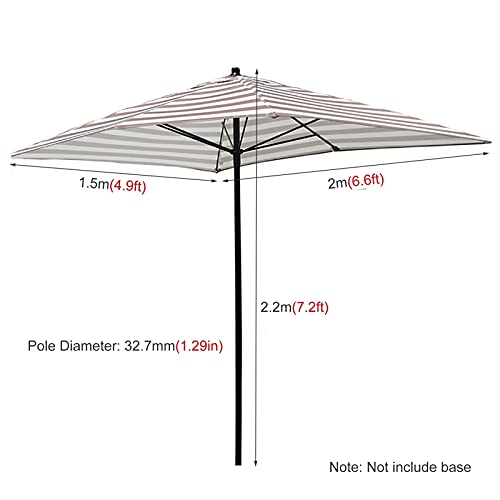 Parasol rectangle marron clair à rayures pour la table de jardin