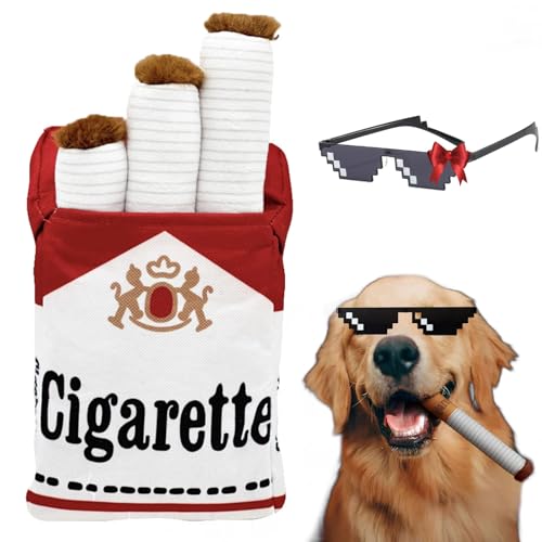Cigarette Dog Toy Marlboro, Dog Toy Cigarette Pack, Dog Cigarette Toy, Interactive Cigarettes Dog Toy, Imitate Cigar Chew Toys, Cigdog Toy Cigarette for Pets for Puppies Small Medium Dogs (1 Pack)
