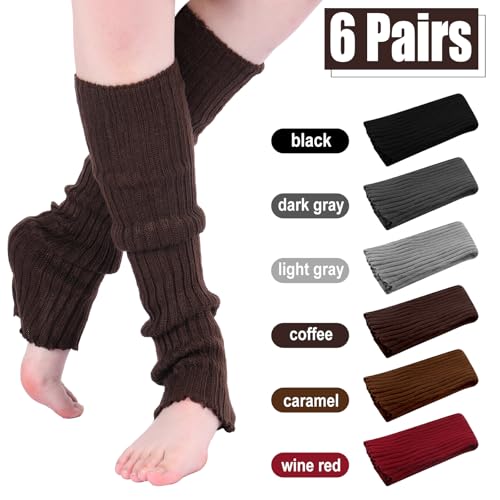 Image of Sintege 6 Pairs Kawaii Leg Warmers Japanese Style Knitted Loose Socks Leg Warmers for Girls Women Lolita Costume School