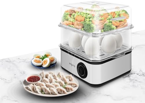 Wipro Elato BE201 4in1 Multicooker 500 Watt - Boils up to 16 Eggs, Steam Rice, Poach Eggs, Cook Vegetables - 3 Boiling Modes, Concurrent Cooking - 2 Year Warranty