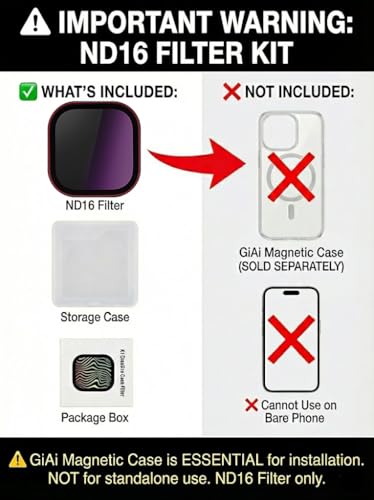 Image of Magnetic Neutral Density Filter ND16 4 Stops for iPhone 17 Pro /Pro Max - Lens Protector for Phone Camera Accessories (Exclusive for GiAi 17 Pro /Pro Max Phone Case)