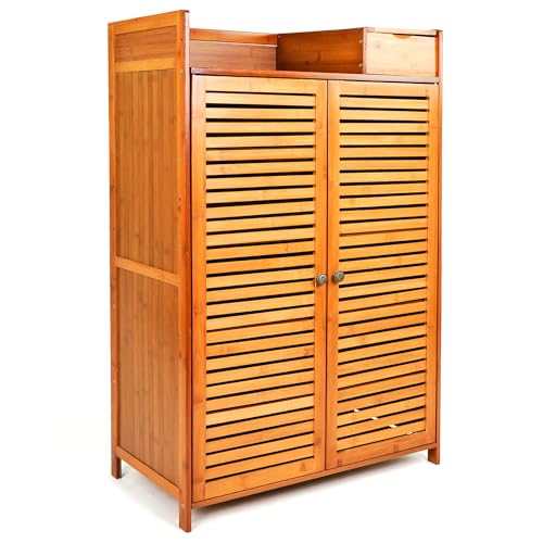 Image of ADA Handicraft Premium Bamboo Shoe Storage Racks - Freestanding Cabinet for Hallway, Entryway, Closet, Bedroom