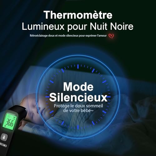 Thermomètre médical numérique infrarouge avec écran LCD haute précision - 6