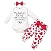 DaMohony Baby meisje lange mouw pak, Kid hart bedrukte broek strik hoofdband mode romper