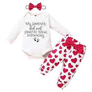 DaMohony Baby meisje lange mouw pak, Kid hart bedrukte broek strik hoofdband mode romper