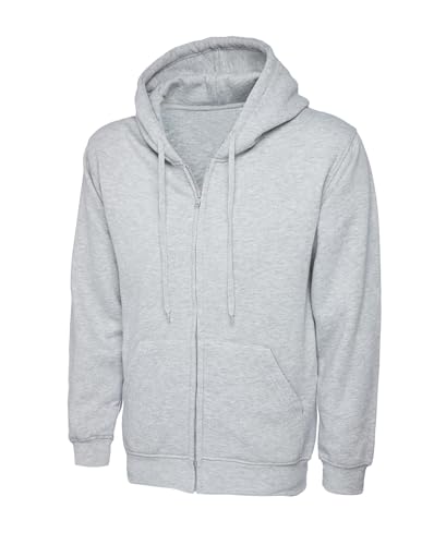 Image of COOZO Unisex Classic Full Zip Hooded Sweatshirt - Heather Grey - XS