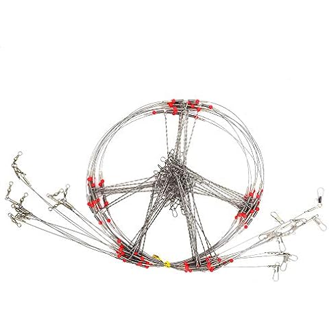 Senyu Wire Trace Leader Rig Stainless Steel 1-5 Arms Fishing Rigs with Snap,High-Strength Fishing Leaders Saltwater-Perch Rigs for Fishing Cover
