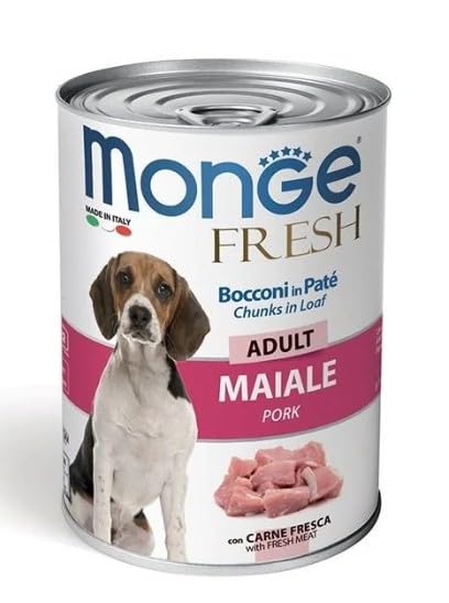 Monge Fresh Cibo umido per cani adulti Patè di Maiale 24 scatolette da 400GR