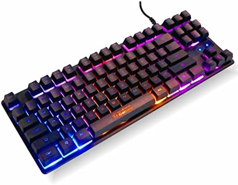 RPM Euro Games Gaming Keyboard Wired | 87 Keys Space Saving Design | Membrane Keyboard with Mechanical Feel | LED Backlit & Spill Proof Design