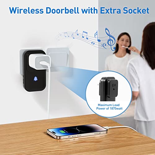 Wireless Doorbell, Ptspdp Doorbell Chimes Kit, Door Chime For Home/Classroom, Ip55 Waterproof Doorbell Operating At 1000Ft Range With 58 Chimes, 5-Level Volume & Led Light #TOP2
