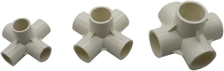 PVC Pipe Fitting Furniture Grade 20mm 25mm 32mm 5-Way Joint Stereoscopic Garden Irrigation Water Pipe Adapter Tube Parts Hose Tools 20 Pcs (Color : White, Diameter : 25 mm)