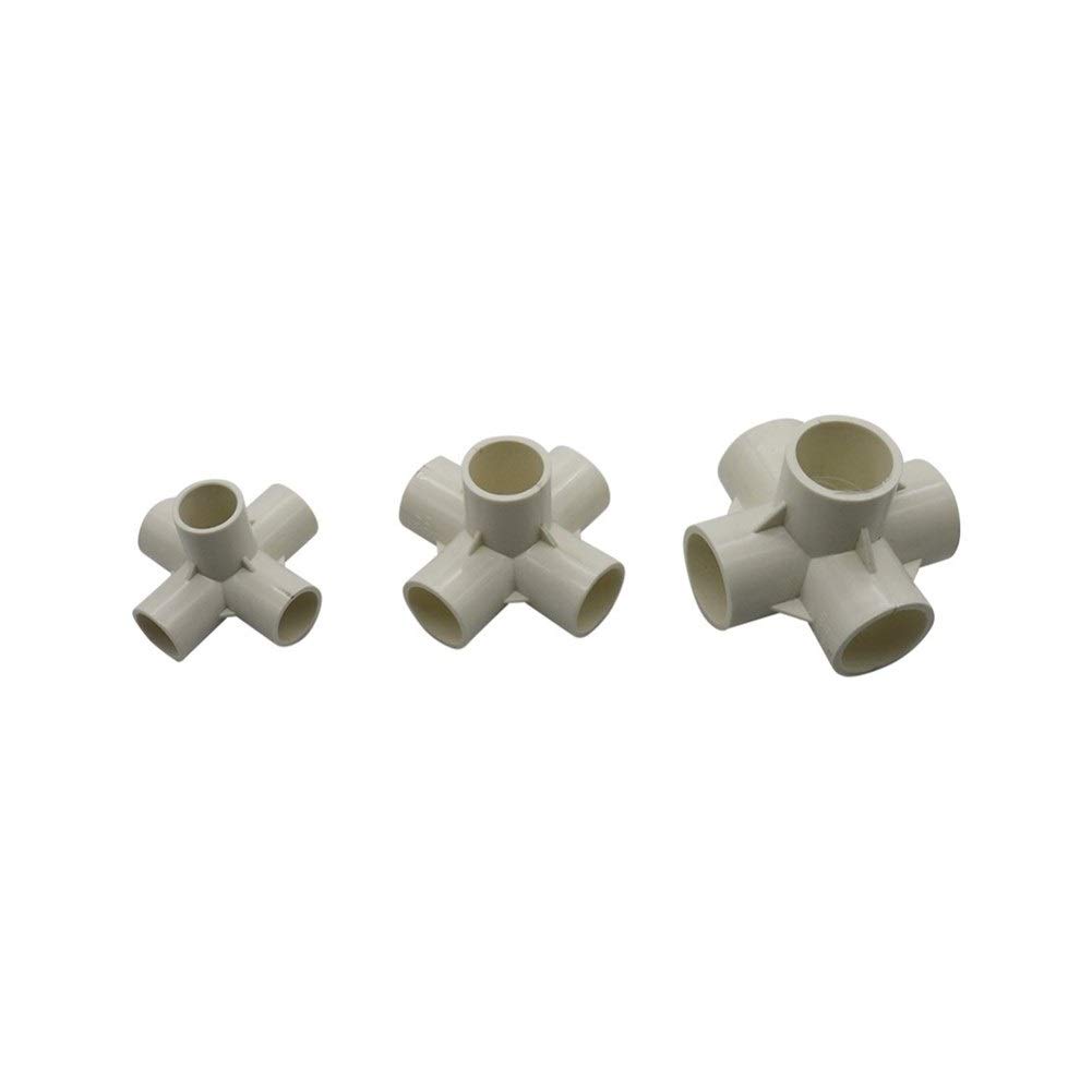 Conector de codo de tubería, 20 mm, 25 mm, 32 mm, junta de 5 vías, estereoscópica, para riego de jardín, accesorios de tubo, herramientas de manguera, 20 unidades (color: blanco, diámetro: 25 mm)