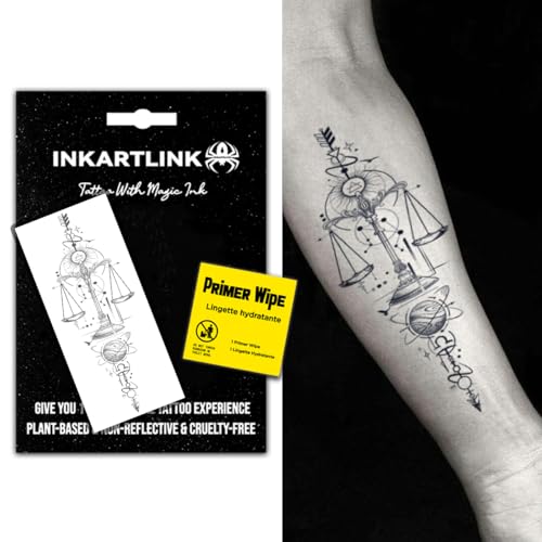 INKARTLINK Libra Geometric Pattern Temporary Tattoos, Realistic Waterproof