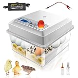 incubadora de huevos de gallina automatica 【Configuración potente】 Ventilador incorporado, bajo nivel de ruido, flujo de aire asistido por ventilador / aire circulante, calentamiento uniforme de huevos fertilizados Probador de velas de huevos, lámpara de alta intensidad para controlar el desarrollo de los huevos.