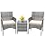 Devoko 3 Pieces Patio Furniture Sets Clearance PE Rattan Wicker Chairs with Table Outdoor Garden Porch Furniture Sets (Light Grey)