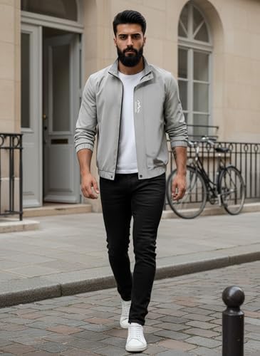 Image of Celary Men's Bomber Jacket | Lightweight Casual Zip-Up Jacket | Stylish Slim Fit Outerwear for All Seasons