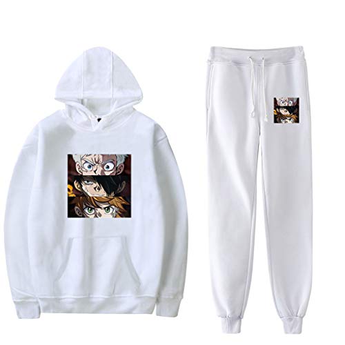 Novo moletom com capuz e calça de moletom de manga The Promised Neverland Emma Norman Ray Anime agas