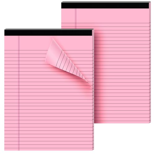 2 Pcs Legal Pads 8.5 x 11 Pink Note Pads 30 Sheets Notepad Micro Perforated Writing Pads Color Lined Paper College Ruled Pad for Study, to-Do Lists, Office