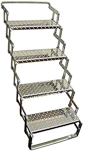 CR Brophy Machine Works AS04 18" Wide Aluminum Scissor 4 Step, Silver