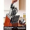 Knife Block Set, FOHERE 14 Pieces Razor-Sharp Self Sharpening Knife Set, High Carbon Stainless Steel Waved Pattern Knife Set with Block, Rust & Stain Resistant Kitchen Knives and Triple Riveted Handle