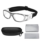 ZVSLGVZ Kids Sport Safety Goggles,Sports Protective Eyewear,Boy Basketball Football Goggles Replaceable Prescription Lenses (Clear Gray Frame with White Pads)