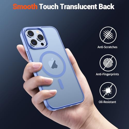 Image of SUPFINE Magnetic for iPhone 13 Pro Case (Compatible with MagSafe) (Military Grade Drop Protection) Slim Translucent Matte Shockproof with Anti-Fingerprint Phone Case,Blue Purple