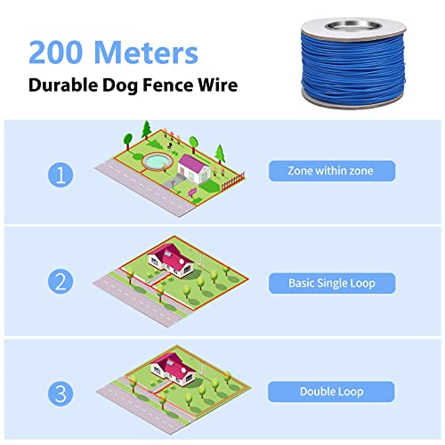 MASBRILL Electric Fence for Dogs, Underground Dog Fence System with Waterproof Rechargeable Training Collar, Tone Shock Correction, Covers up to 3/4 Acre