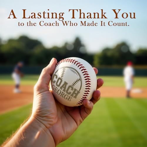 Image of Personalized Baseball Ball with Custom Name, Engraved Ball, Personalized Baseball Gifts for Team, Coach, Player, Senior, Custom Award Trophy, Engraved Gift Thank You Coach