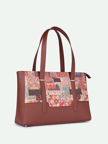 Image of ZOUK Handcrafted Vegan Leather Travel Tote Bag for Women with Multiple Compartments | Spacious Water-Resistant Shoulder Bag for Travel, Vacation, Day Trips |