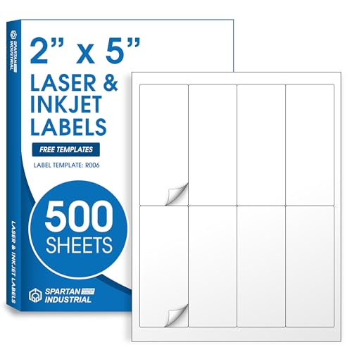 Étiquettes d'expédition blanches brillantes 2"x5" (500 feuilles, 4000 autocollants)