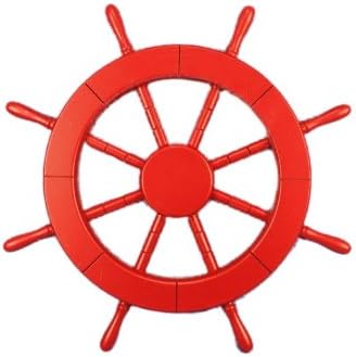Hampton Nautical Red Ship Wheel, 18"
