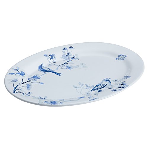 Paula Deen Indigo Blossom Steingut Oval Servieren Geschirr-Platte Cover