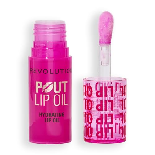 Revolution, Pout Lip Oil - Olio Nutriente Labbra Teinté, Altissima Brillantezza e Finitura Non Appiccicosa, Vegano e Senza Crudeltà , Lampone Rosa, 4 ml
